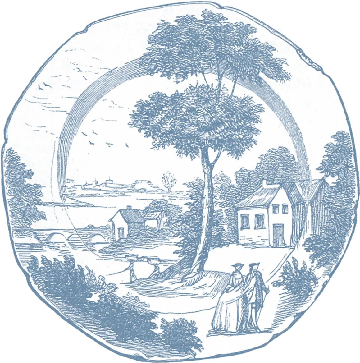 Teller mit Landschaftsmotiv